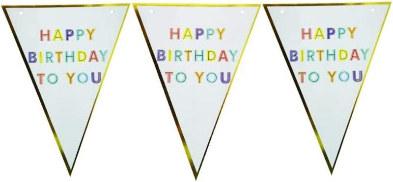 

Party Fun 3 Meter Happy Birthday Paper Banner for Party Props, 10 Pieces, White