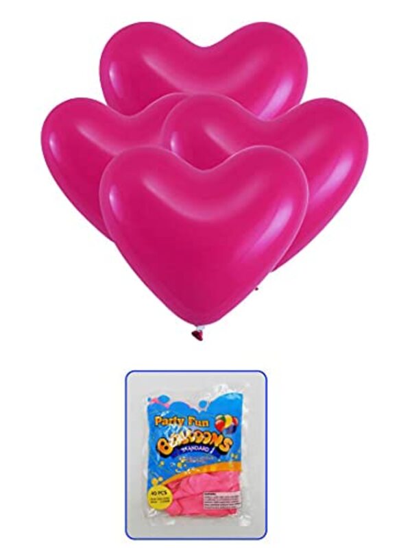 

Party Fun 12-Inch Standard Clear Heart Shaped Pink Balloon, 40-Piece, All Ages