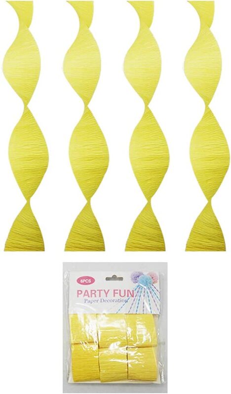 

Generic Party Fun Crinkled Crepe Paper Rolls for Party Decoration Set, 6 Pieces, All Ages, Yellow