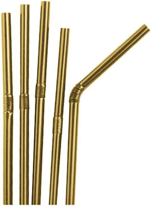

Generic 100-Pieces Plastic Twisting Neck Drinking Straw, 6 x 260mm, Gold