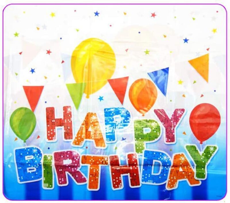 

Party Fun 132 x 182cm Happy Birthday Party Table Cover, Blue