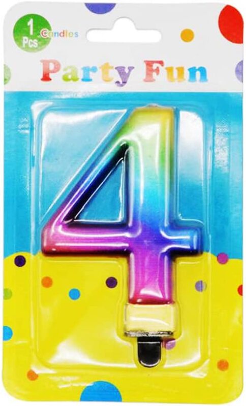 

Party Fun Metallic Number 4 Candle, Multicolour