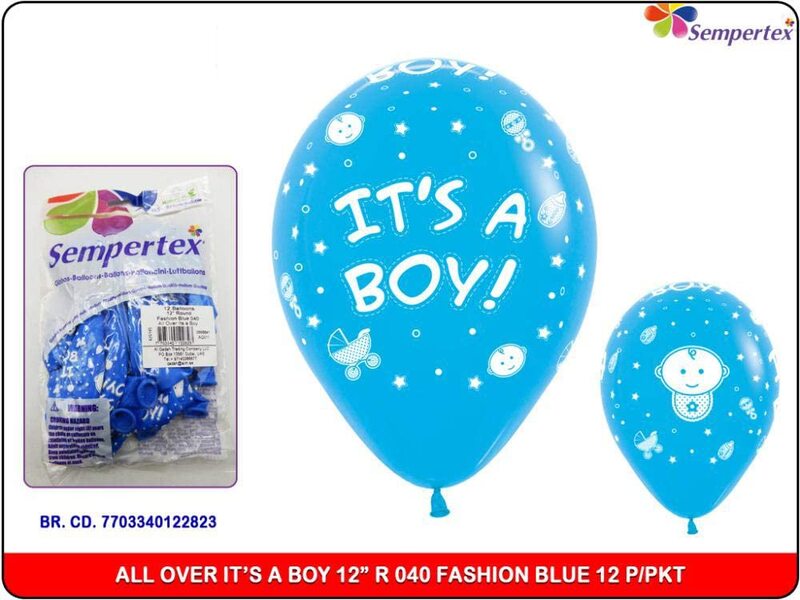 

Sempertex Fashion It's a Boy Round Balloon, 12-Piece, Blue