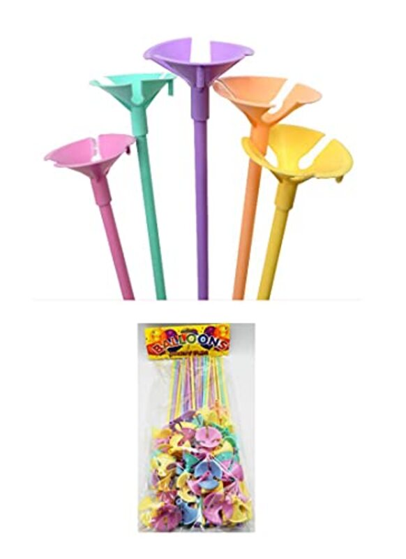 

42cm Beautiful Balloon Stick with Attached Cap, 24-Piece, Multicolour