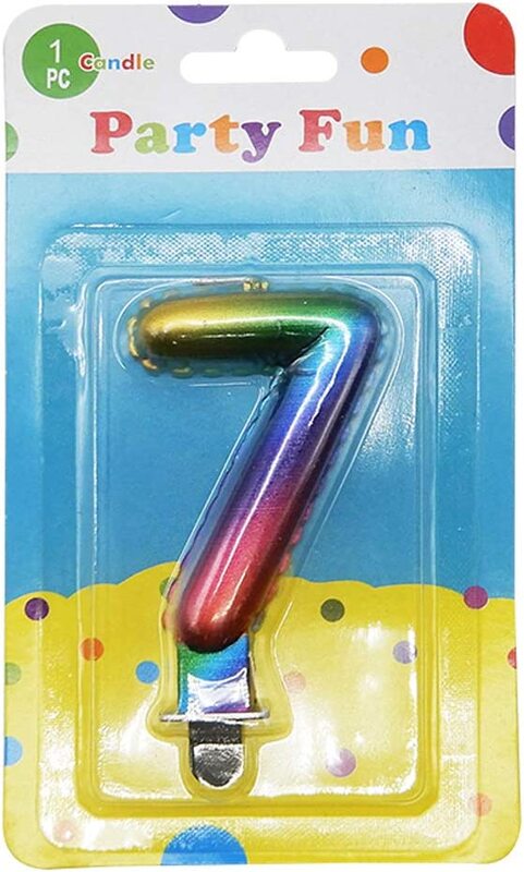 

Generic Party Fun Unique Rainbow Metallic Number "7" Candle, 3 inch, Multicolour