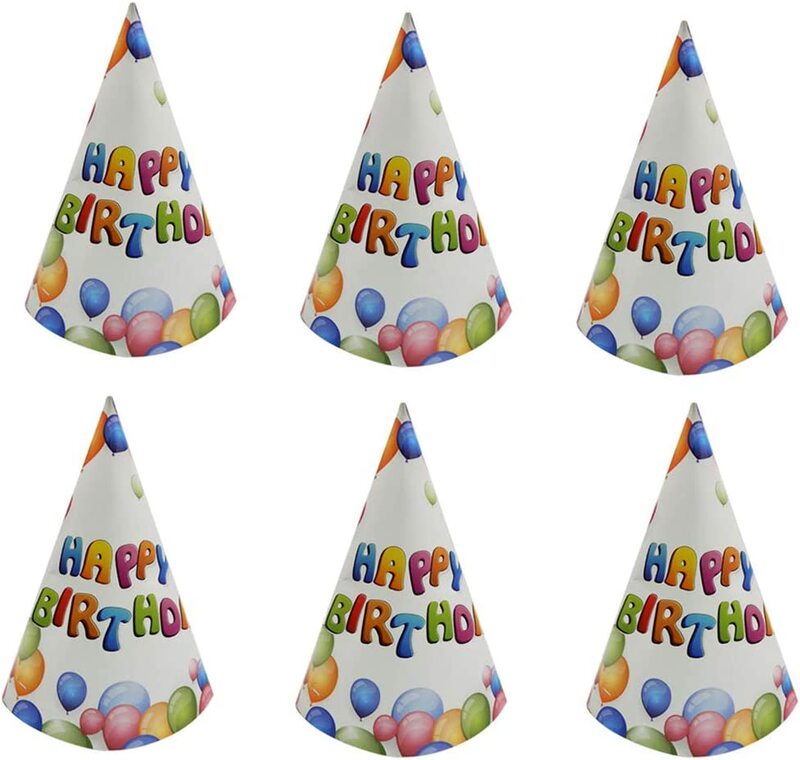 

Generic Happy Birthday Party Hats, 6 Pieces, All Ages