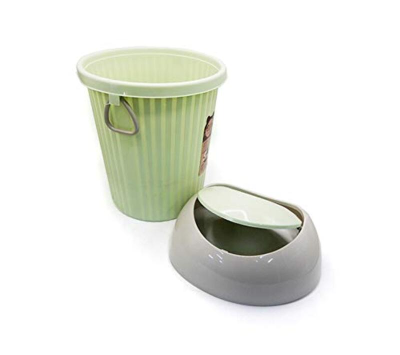 

Plastic Trash Dustbin Can with a Lid, Light Green