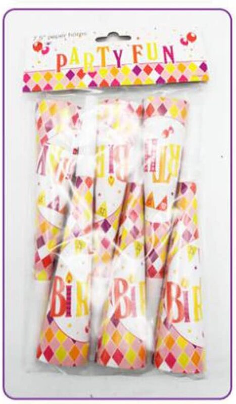 

Generic 7.5-Inch Party Fun Happy Birthday Paper Horn, 6 Pieces, Multicolour