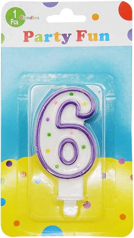 

Generic Party Fun Number No "6" Candle for Happy Birthday Party, Anniversary & Others, White
