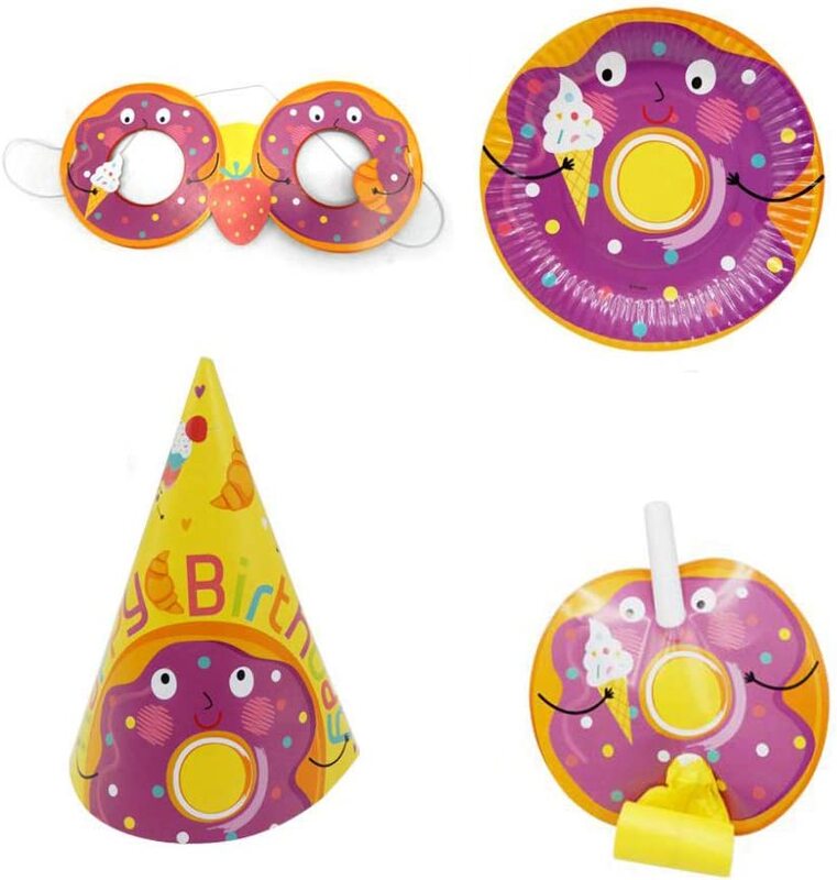 

Party Fun Happy Birthday Lovely Donuts Party Supplies Set, 24 Pieces, Yellow/Purple