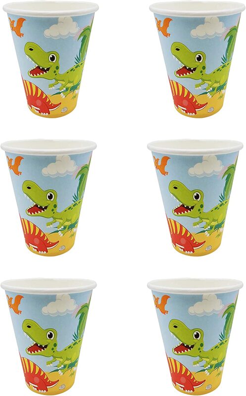 

Generic 250ml 6-Piece Party Fun Dinosaur Printed Party Paper Cups Set, Multicolour