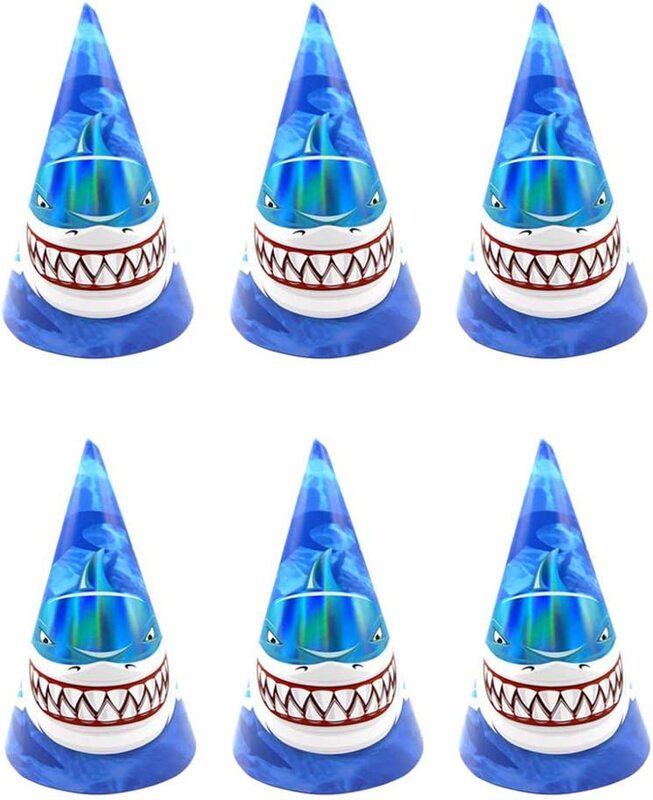 

Generic Party Fun Beautiful Happy Birthday Shark Design Paper Hat, 12-Inch, 6 Pieces