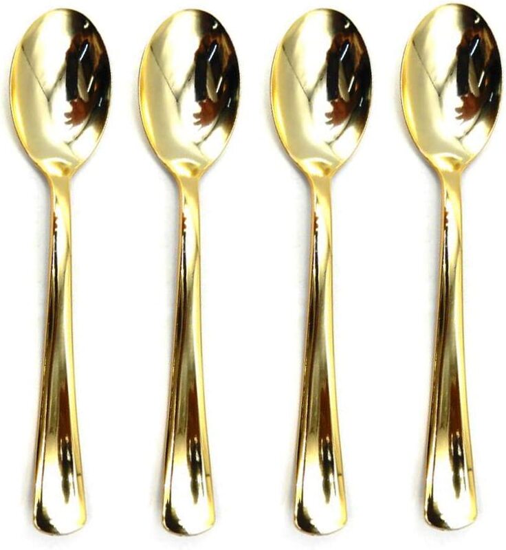 

Generic 10-Piece 17.2cm Beautiful Disposable Plastic Spoon Set, Gold