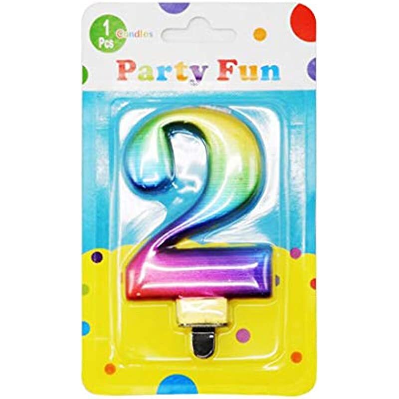 

Party Fun Metallic Number 2 Candle, Multicolour