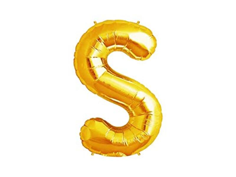 

Beautiful Alphabet S Foil Balloon, 43-Inch, Gold