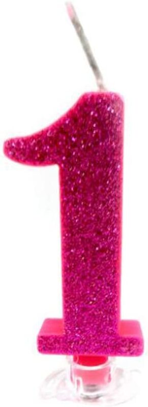 

Generic Party Fun Glitter + Sparkling Number "1" Candle Number, Pink
