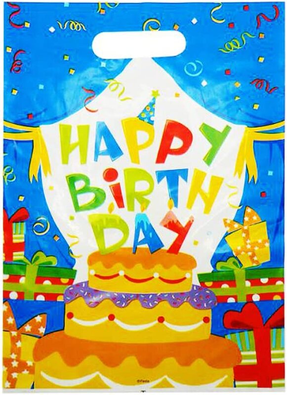 

Generic Party Fun Happy Birthday PE Loot Bag Set, 10 Pieces, 9 x 13", Blue