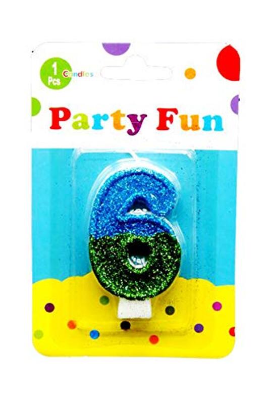 

Generic Party Fun 6 Numerical Glitters Candle, 2-Inch, Blue/Green