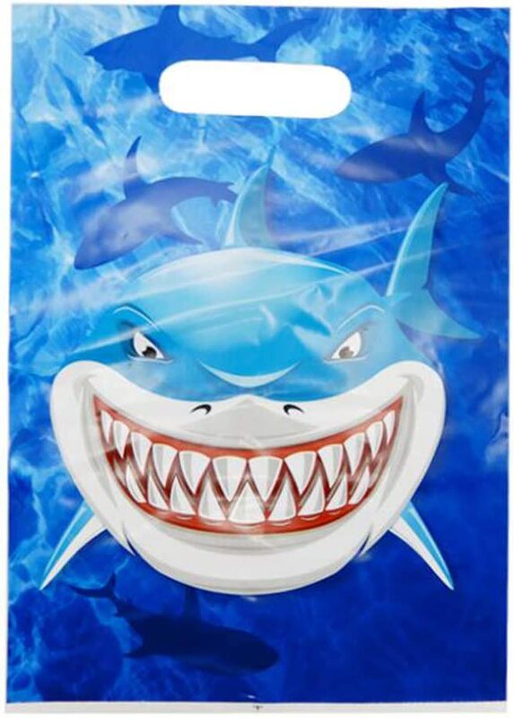 

Party Fun Shark Design PE Loot Bag Set, 10 Pieces, 9 x 13", Blue