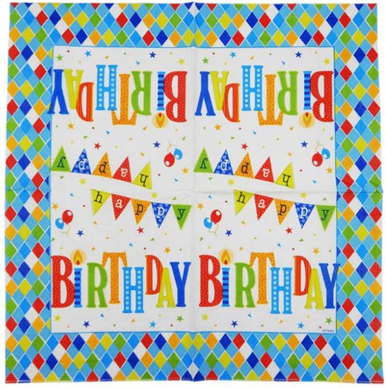 

Party Fun Happy Birthday Printed Napkin Set, 12 Pieces, Blue