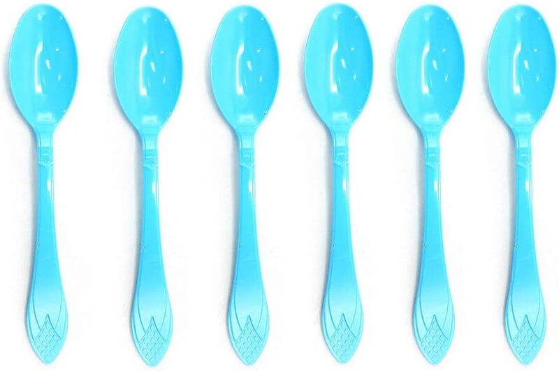 

Party Fun 24-Pieces Disposable Plastic Spoon, Blue