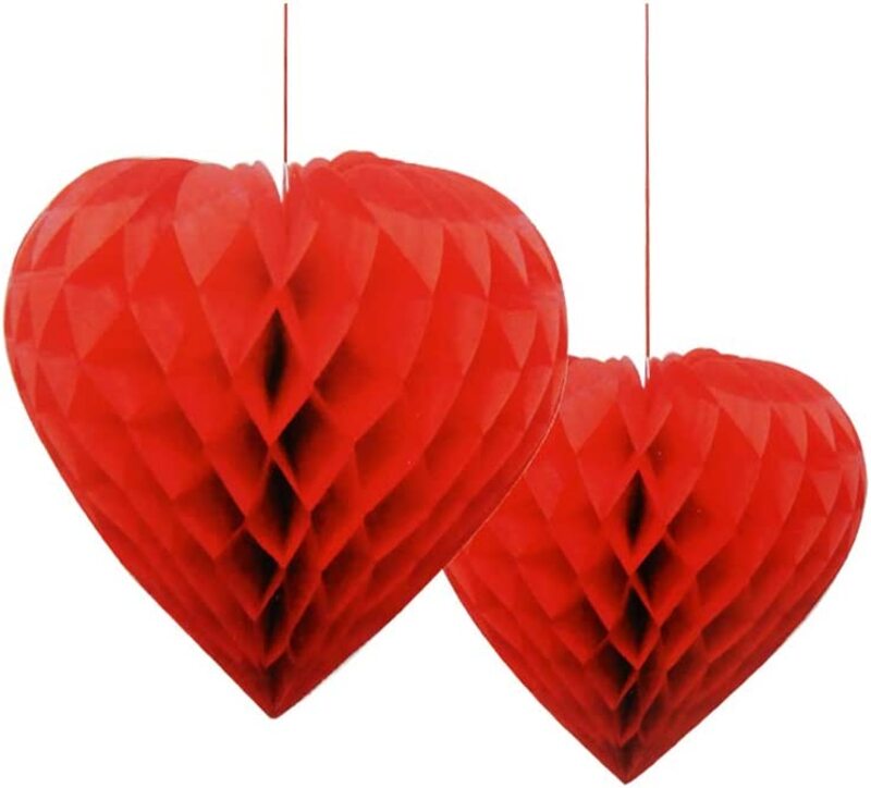 

Generic Party Fun Beautiful & Attractive Heart Shaped Honey Combed Decoration Ball Set, 2 Pieces, Red