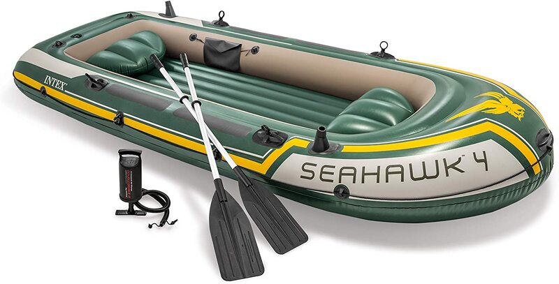

Intex Seahawk 4 Fishing Boat Set with Oars, 68351, Green/Beige