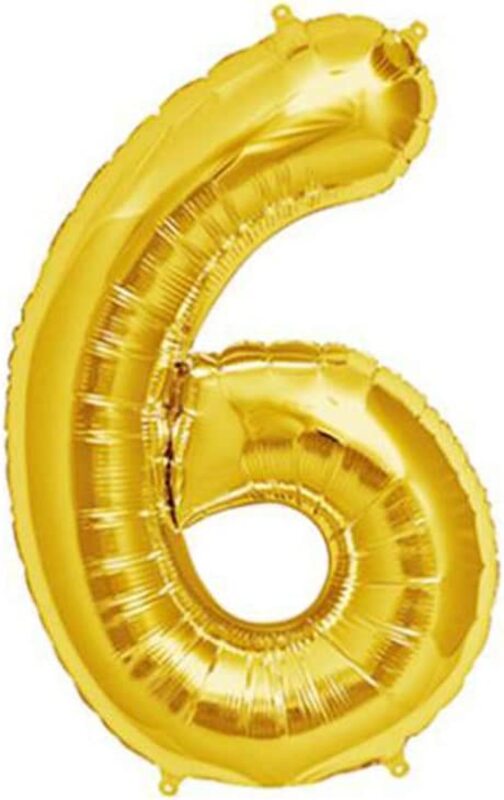 

40-Inch Number 6 Helium Foil Air Ball Balloon, Ages 3+, Golden