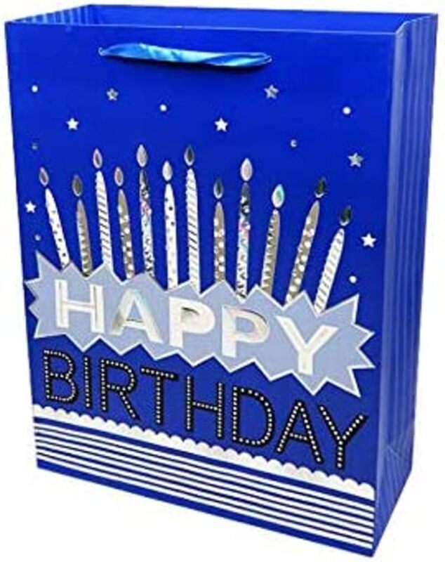 

Generic Beautiful Paper Gift Bag Happy Birthday Design for Any Occasion, 40 x 30 x 12cm, Blue