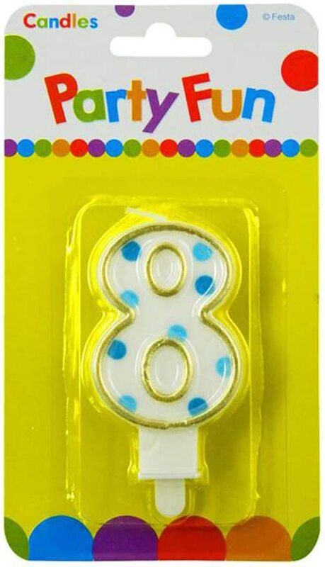 

Generic Party Fun 8 Numerical Birthday Cake Topper Party Candles, 2-Inch, White/Blue