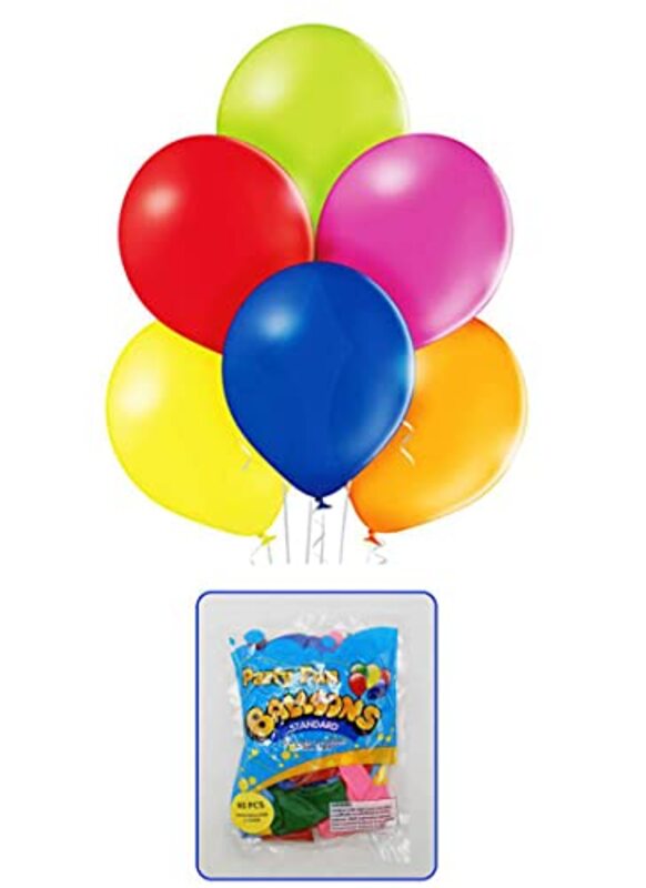 

Party Fun 12-Inch Standard Clear Assorted-Colour Balloons with Sticks, 40-Piece, All Ages