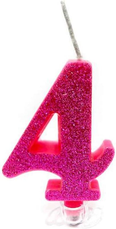 

Generic Party Fun Glitter + Sparkling Number "4" Candle Number, Pink