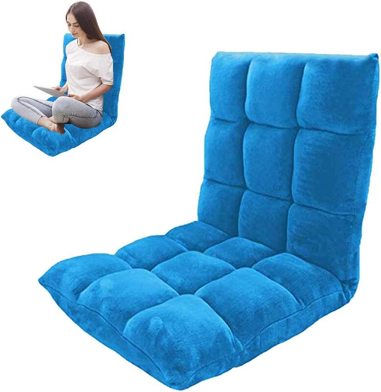 Foldable Lounge Cushion Gaming Chair, Blue