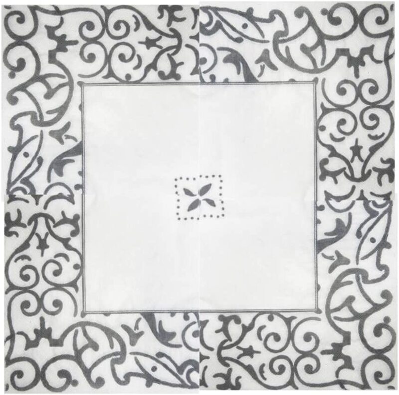 

Generic Party Silver Line Printed 2 ply Napkin for Birthday Party, Wedding Party and Other, 33 x 33cm, 20 Pieces, Pack of 2, Silver