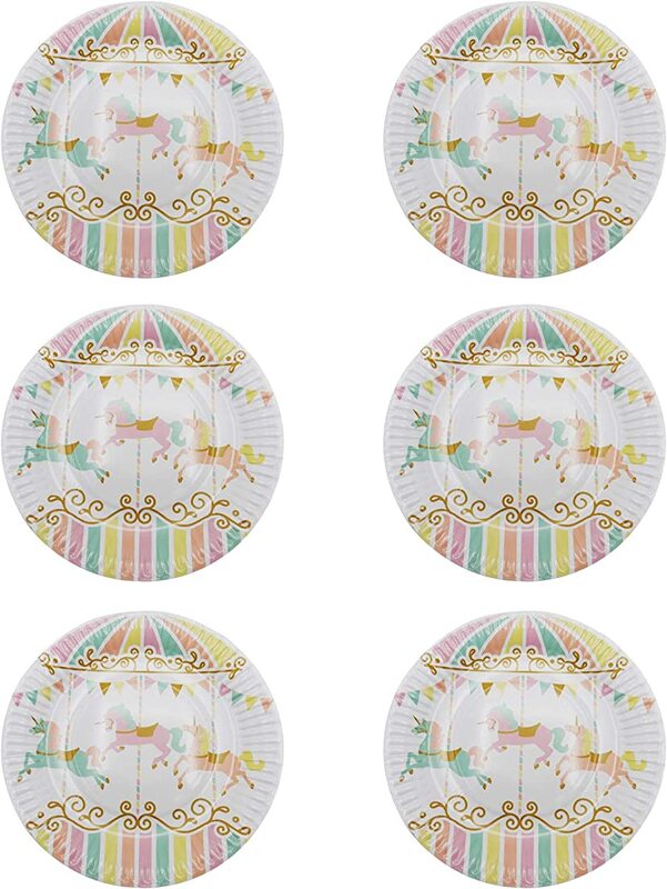 

Party Fun 6-Pieces Carousel Printed Party Paper Plates, Multicolour
