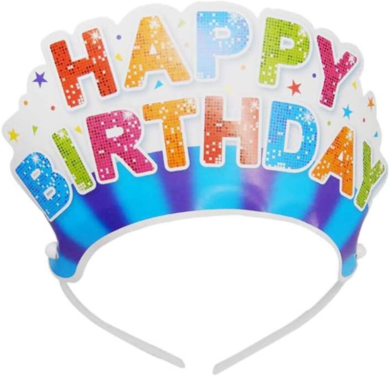 

Party Fun Happy Birthday Printed Tiara, 4 Pieces, Blue