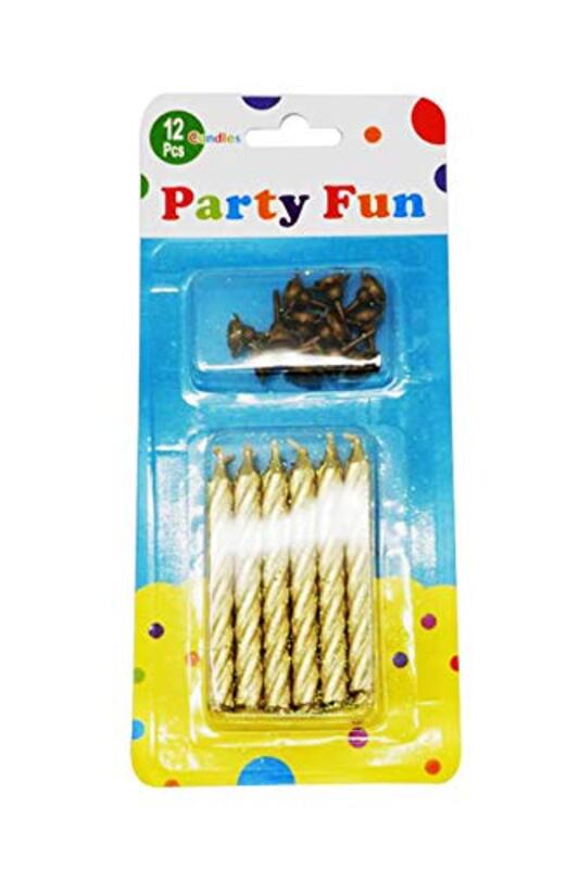 

Generic Party Fun Jumbo Birthday Candle with holder, 12 Piece, Gold