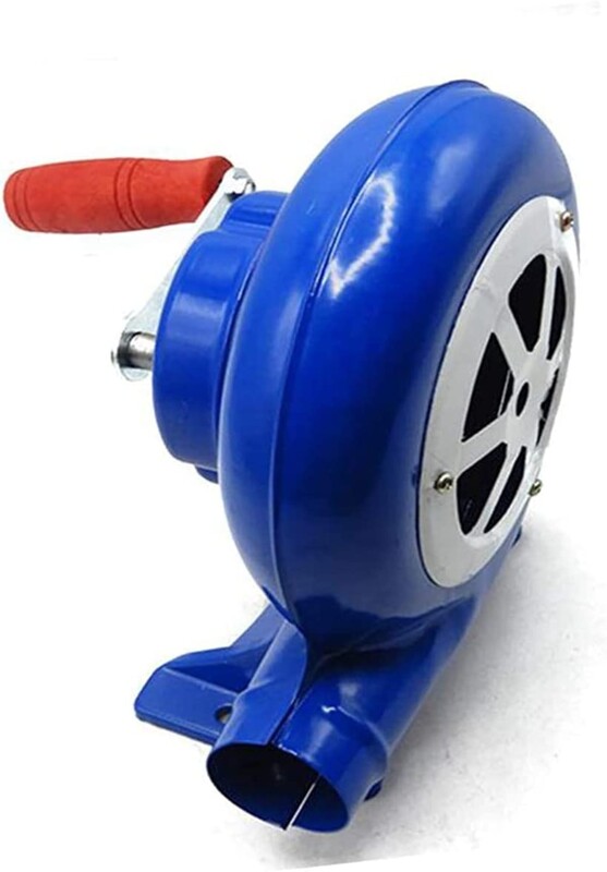 

Metal Hand Crank Powered Barbecue Hand Fan Fire Blower, Blue