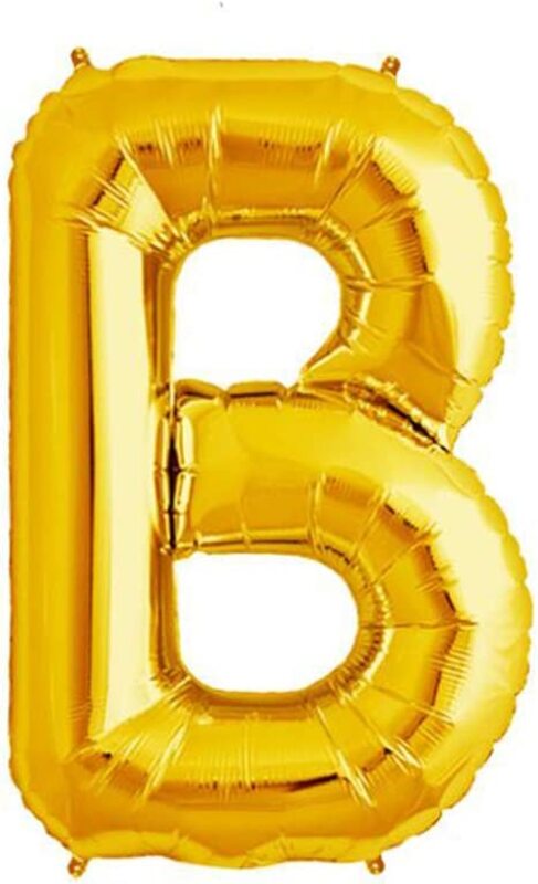 

40-Inch Beautiful Alphabet B Foil Balloon, Ages 3+, Golden