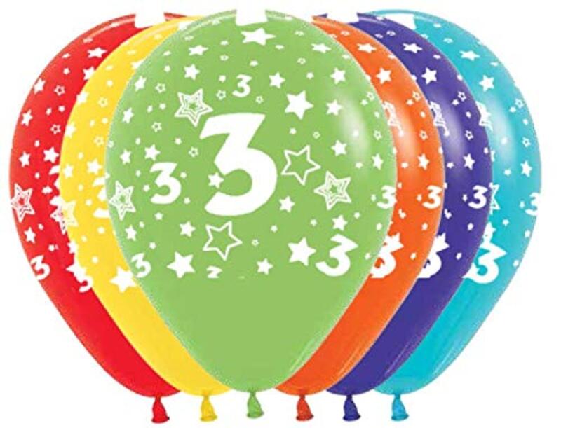 

Sempertex 12-Inch Number '3' Round Balloons Set, 50-Piece, Assorted Colours