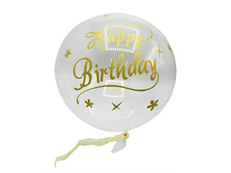 

Party Fun Happy Birthday Bubble Balloon, 18-Inch, White/Gold