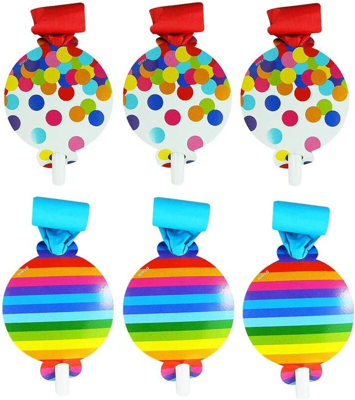 

Party Fun Blowout Whistle Paper Blowers Noisemakers for Kids Party, 6 Pieces, Ages 8+, Multicolour