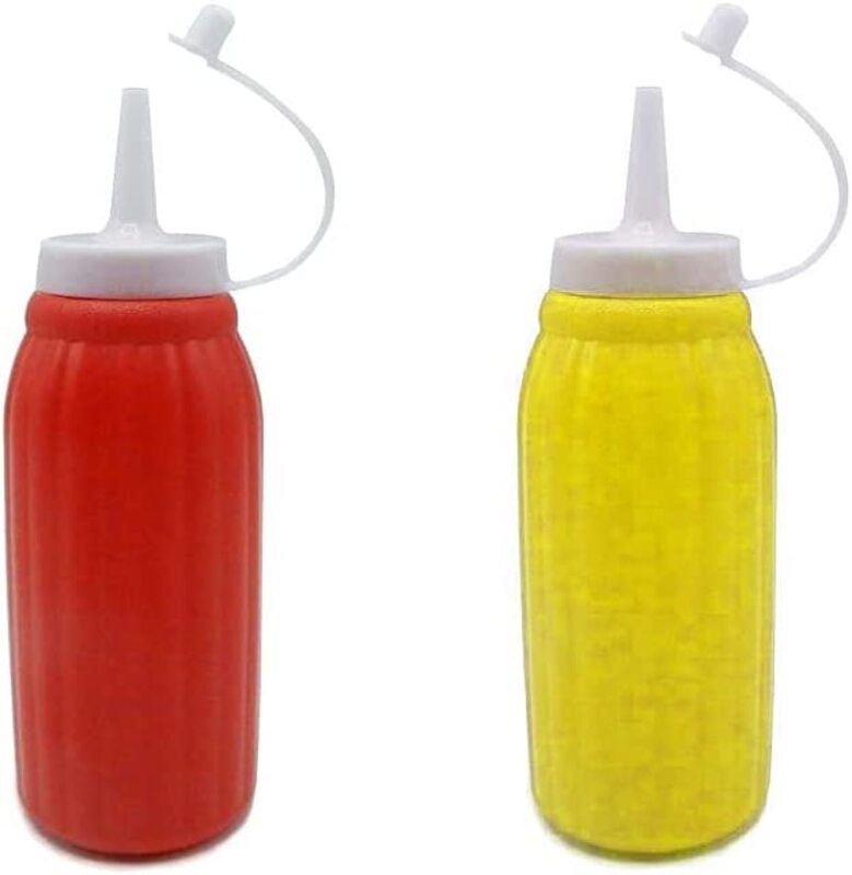 

Beautiful Plastic Sauce Bottles with Tiny Lid, 2 Pieces, Multicolour