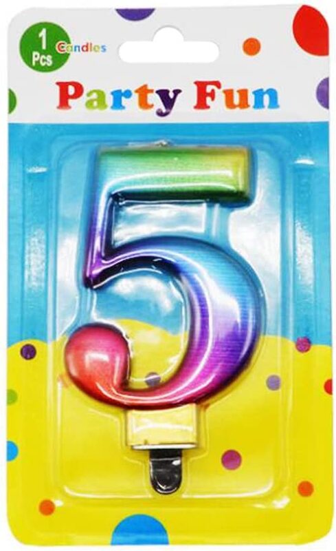 

Party Fun Metallic Number 5 Candle, Multicolour