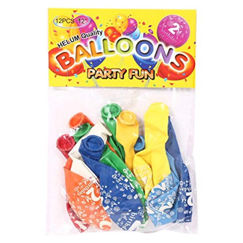

Party Fun No. 2 Birthday Balloons, 12-Inch, 12-Piece, Multicolour