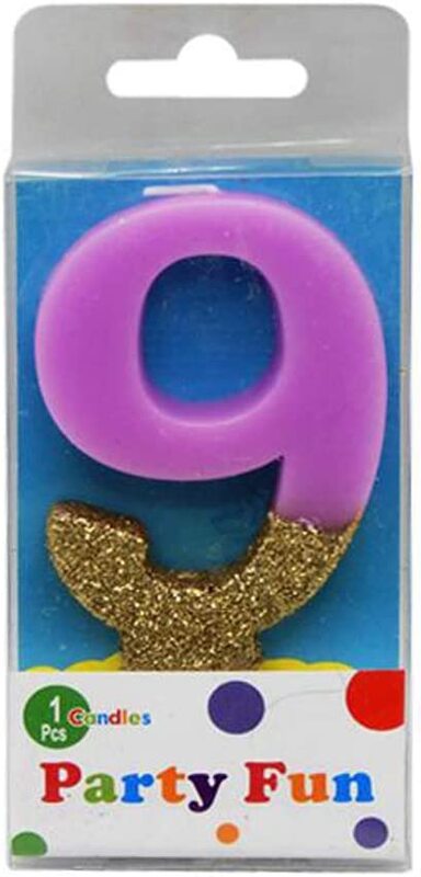 

Generic Party Fun 9 Numerical Half Glitters Candle, 3-Inch, Pink/Gold