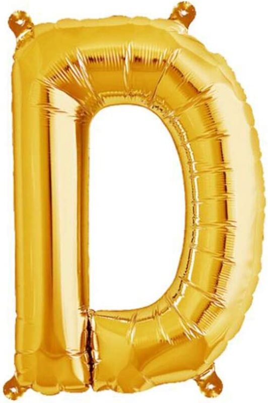 

39-Inch Letter "D" Alphabet Foil Balloon, Ages 3+, Golden