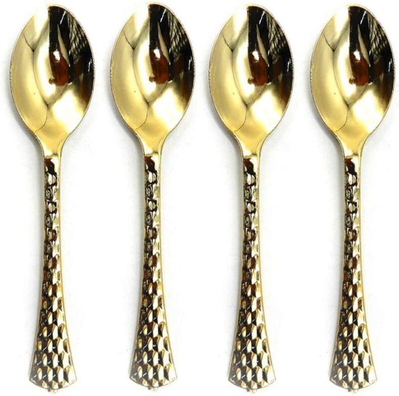 

10-Pieces Beautiful Disposable Plastic Spoon, Gold
