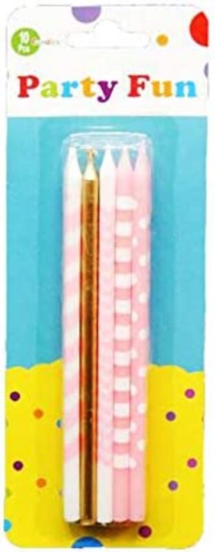 

Generic Party Fun Dot Printed Candle Set, 10 Pieces, Pink