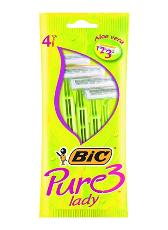 

Bic Pure Lady Aloe Vera Triple Blade Razor, 4 Pieces, Multicolour